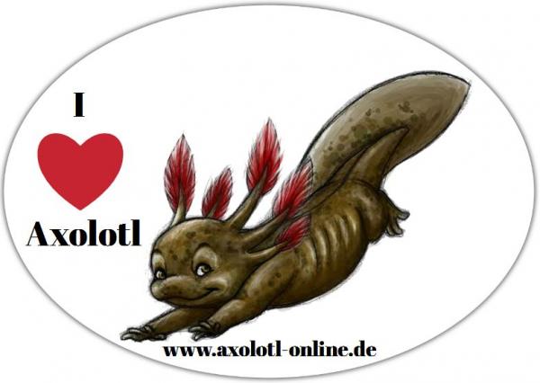 Aufkleber oval "I love Axolotl"